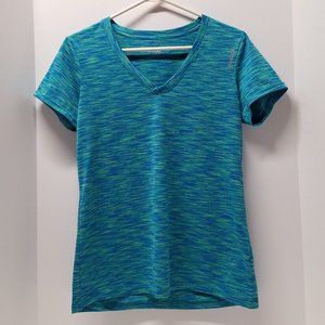 Reebok Speedwick Spacedye Bluegreen V-Neck Athletic Top